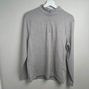 J. Crew Double Knit Half Zip Pullover‎ Fleece Sweater M Heather Brown Tan NEW